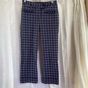 Betabrand Pants Womens XS Navy‎ Windowpane Crop Lite Yoga Stretch Dress Pant